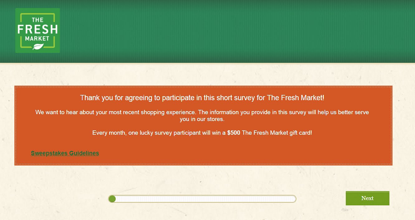 homepage of thefreshmarketsurvey.com