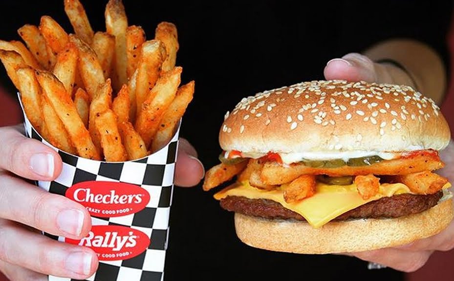 fries, burger at checkers & rallys restaurant